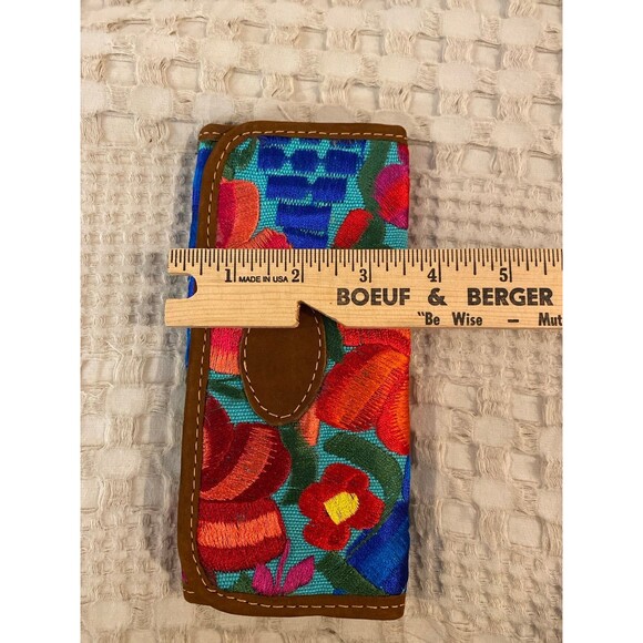 Mexican Handcrafted Wallet Clutch Trifold Embroidered Purse 4 Credit Card Slots - Picture 10 of 10